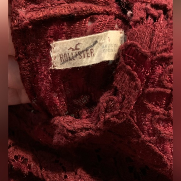 Hollister Lace Dress Size 1 xs 2 Burgundy Mini High Neck Sheath 0 Maroon Fall - Picture 10 of 12